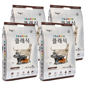 도그랑 전연령 강아지 클래식 건식사료, 닭, 5kg, 4개