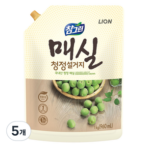 참그린 매실 청정 설거지 세제 리필, 1kg, 5개