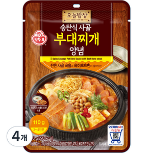 오뚜기 오늘밥상 송탄식 사골 부대찌개 양념, 110g, 4개