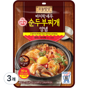 오뚜기 오늘밥상 바지락새우 순두부찌개 양념, 90g, 3개