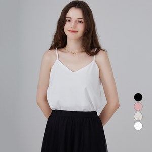 ELLE PARIS 여성용 브이넥 스트랩 민소매 블라우스