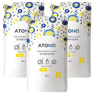 아토엔오투 1종 젖병 & 주방세제 리필 레몬향, 480g, 3개