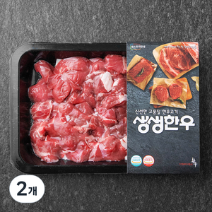 생생한우 1등급 세절 국거리용 (냉장), 300g, 2개