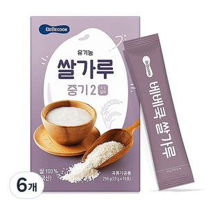 베베쿡 쌀가루 이유식 중기2, 250g, 6개