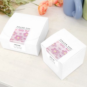 리드홈 포장 데코 꽃무늬 스티커 5 x 10 cm, 핑크, 50개