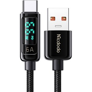 맥도도 디스플레이 USB A to C타입 6A 고속충전 케이블, 1.2m, 블랙, 1개