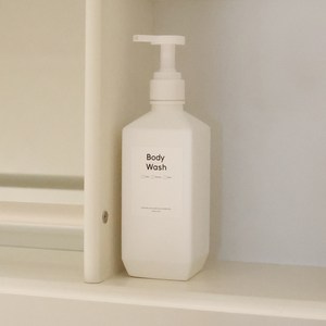 뉴앤룩 폴리 소분 용기 일반형 600ml + 바디워시 스티커, 1개, 화이트