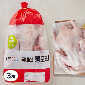 곰곰 국내산 통오리 (냉장), 2.2kg, 3개