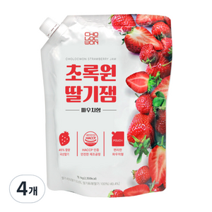 초록원 딸기잼 파우치형, 1kg, 4개