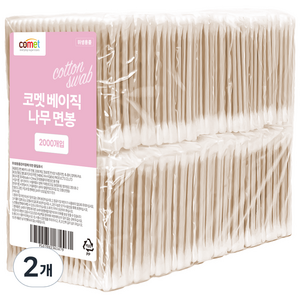 코멧 베이직 나무 순면 면봉, 100개입, 40개