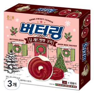 해태제과 버터링 딥 레드벨벳 쿠키, 3개, 155g