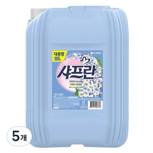 샤프란 프레쉬 아일랜드 대용량 섬유유연제 본품, 18L, 5개