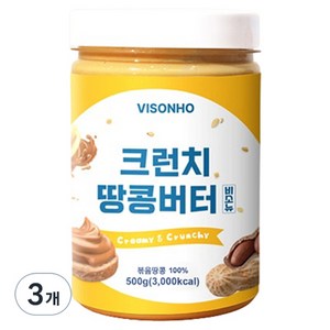 비소뉴 크런치 땅콩버터, 500g, 3개