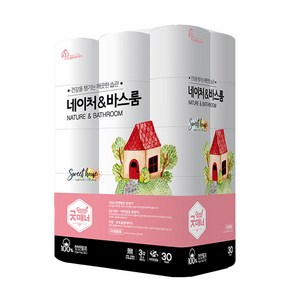 굿매너 네이처 앤 바스룸 천연펄프 3겹 고급 롤화장지, 30m, 30개입, 1개