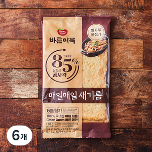 바른어묵 85% 실꼬리돔사각 어묵, 180g, 6개