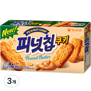 오리온 피넛칩쿠키, 256g, 3개