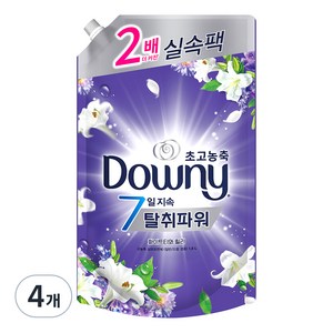 다우니 초고농축 7일 탈취파워 섬유유연제 화이트티와 릴리 리필, 1.6L, 4개