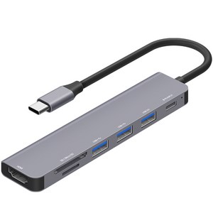 홈플래닛 7포트 USB3.0 멀티허브 DEX미러링 HUB7C-L, 그레이, 1개