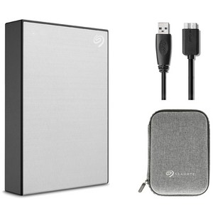 씨게이트 One Touch HDD 외장하드STKZ5000401 데이터복구+암호화 기능+파우치+USB케이블, 5TB, 실버