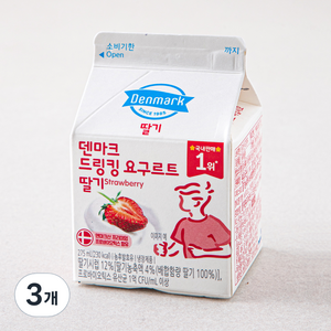 덴마크 드링킹 요구르트 딸기, 275ml, 3개