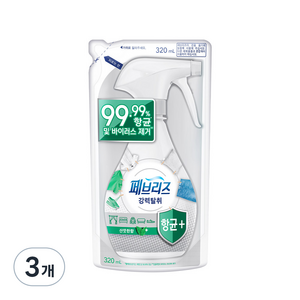 페브리즈 항균 플러스 섬유탈취제 산뜻한향 리필, 320ml, 3개