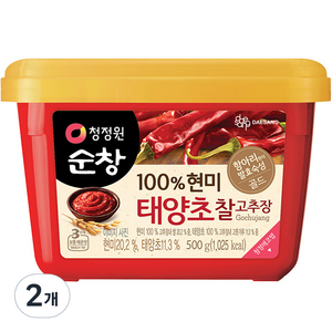 청정원순창 100% 현미 태양초 찰고추장, 500g, 2개