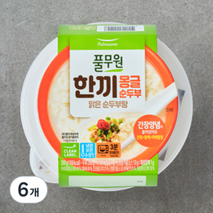 풀무원 한끼 몽글 순두부 맑은 순두부탕, 269g, 6개