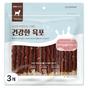 굿데이 강아지 건강한 육포 껌, 오리가슴살 + 우유 혼합맛, 300g, 3개