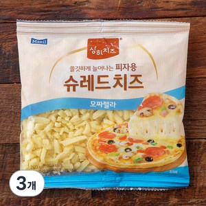 상하치즈 매일유업 모짜렐라 피자용 슈레드 치즈, 3개, 200g