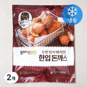 곰곰 두번 튀겨 바삭한 한입 돈까스 (냉동), 500g, 2개