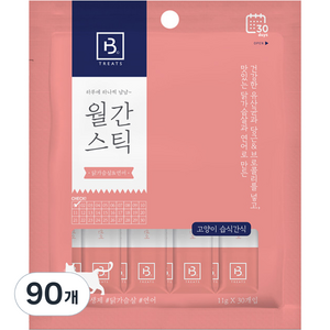 브리더랩 하루에 하나씩 월간스틱 짜먹는 고양이 간식, 혼합맛(닭가슴살/연어), 330g, 3개