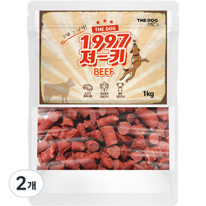 더독 1997 져키 강아지 간식, 비프맛, 1kg, 2개