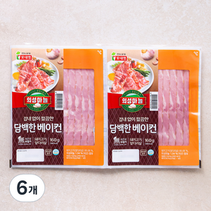 롯데햄 의성마늘 담백한 베이컨, 160g, 6개