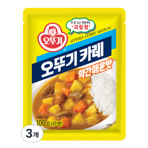 오뚜기 카레 과립형 약간매운맛, 3개, 100g