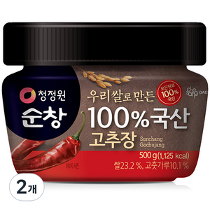 청정원순창 우리쌀로 만든 100% 국산 고추장, 500g, 2개