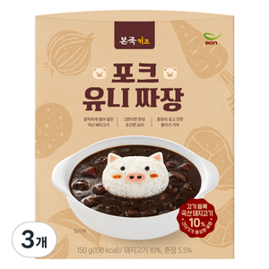 본죽 키즈 포크 유니 짜장, 150g, 3개