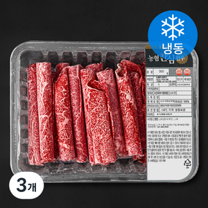 농협안심한우 1등급 목심 대패 샤브샤브용 (냉동), 300g, 3개