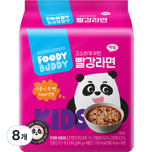 푸디버디 빨강라면, 소고기맛, 84g, 8개