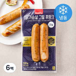 굽네 닭가슴살 그릴 후랑크 마늘 (냉동), 120g, 6팩