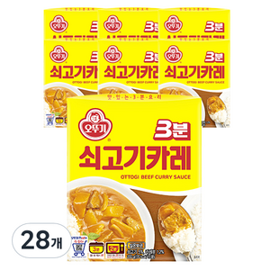 오뚜기 3분 쇠고기카레, 200g, 28개