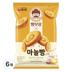 농심 빵부장 마늘빵, 6개, 55g