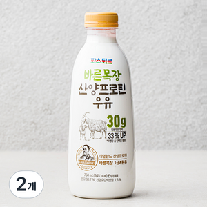 파스퇴르 바른목장 산양프로틴 우유, 750ml, 2개