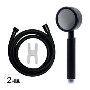 홈다움 몬스터 수압 상승 샤워기 + 안꼬이는 말랑이 PVC 샤워호스 2m 세트, 2개, 블랙