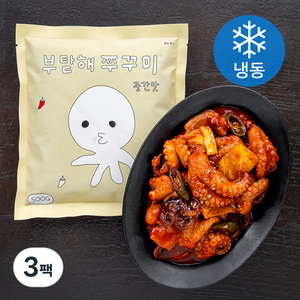 부탇해 쭈꾸미 볶음 중간맛 (냉동), 500g, 3팩