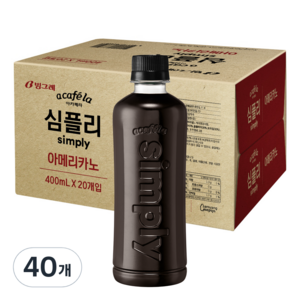 아카페라 심플리 아메리카노 커피, 400ml, 40개