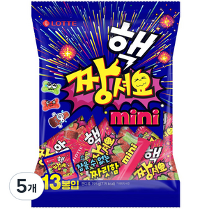 롯데제과 핵짱셔요 미니 젤리, 195g, 5개