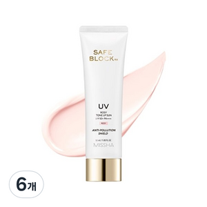 미샤 세이프블록 RX UV 로지 톤업 선크림 SPF50+ PA++++, 50ml, 6개