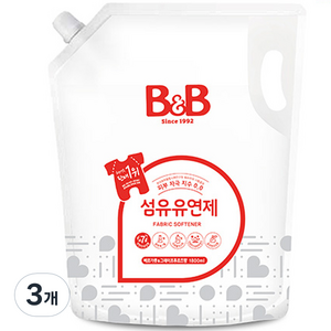 비앤비 섬유유연제 베르가못 앤 그레이프프루츠 리필형, 1800ml, 3개