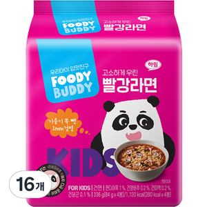 푸디버디 빨강라면, 소고기맛, 84g, 16개