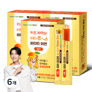 뉴트리디데이 키즈 짜먹는 비타쭈 비타민 아연 젤리 15p, 225g, 6개